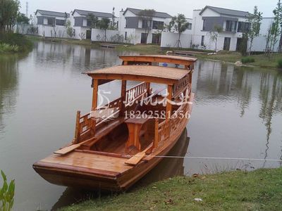 7米公园观光木船 高低蓬摇橹木船 仿古高低蓬船 水上旅游厂家直销
